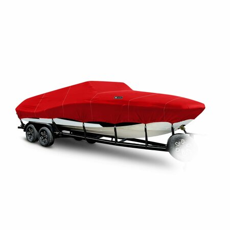 EEVELLE Boat Cover DECK BOAT Low Rails, Outboard Fits 29ft 6in L up to 102in W Red SBDEK29102B-JYR